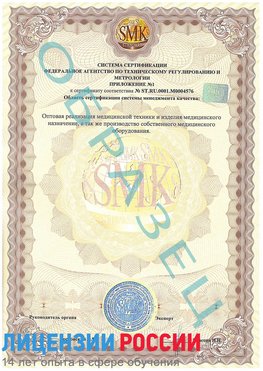 Образец сертификата соответствия (приложение) Лермонтов Сертификат ISO 13485